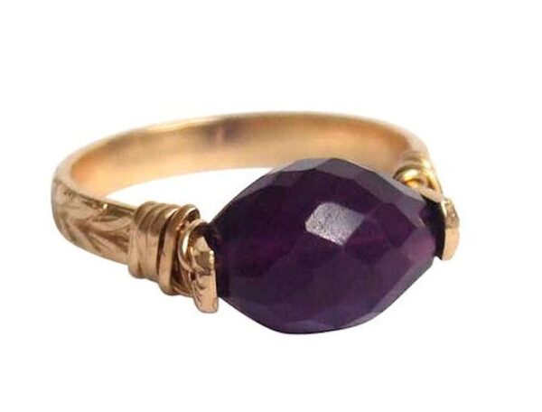 Gemshine - Damen - Ring - Spannring - Vergoldet - Amethyst - Violett, Ringgröße:58 (18.5)