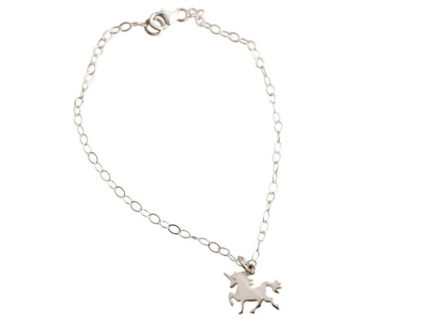 GEMSHINE Armband mit Einhorn. Armkette aus 925 Silber mit einer Länge von 18 cm. Massiv 925 Silber, vergoldet, rosé vergoldet. Made in Spanien. Geschenketui – Bild 4