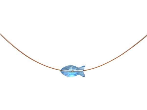 Gemshine - Damen - Halskette - Anhänger - Rose Vergoldet - Fisch - Blau - MADE WITH SWAROVSKI ELEMENTS® - 45 cm – Bild 3